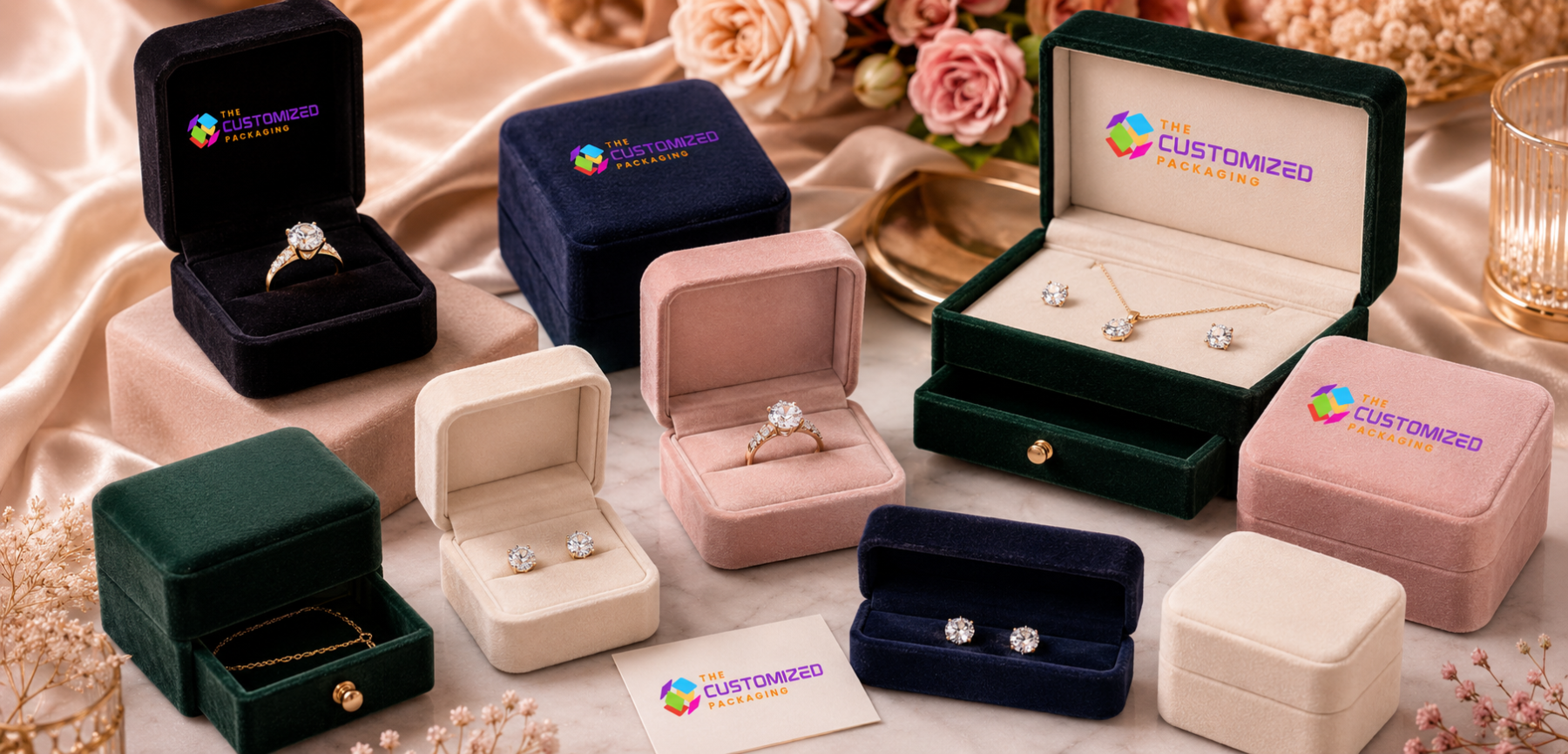 Velvet Custom Jewelry Display Boxes for Rings